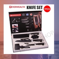 EVERWEALTH KNIFE SET Good Quality Sharp Knife Kitchen Cleaver Slicing Chef Knife 7Pcs Gift Set