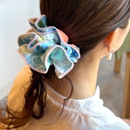 Oversized Two-Tone Scrunchie – Aqua Blue & Sky Blue