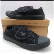 asadi School black Shoe 3-6553,kasut kain sarung hitam Lekat,7/13,1/6