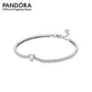 Pandora Heart sterling silver tennis bracelet with clear cubic zirconia เครื่องประดับ สร้อยข้อมือ สี