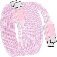 USB C Cable 15FT 2Pack,Extra Long USB-A to USB-C Cable Braided Fast Charger Cord Compatible with iPhone 15,Sony PS5,Samsung Galaxy S23 S22 S21,Note 9 Plus,OnePlus 10 Pro, Nintendo Switch, Moto(Pink)