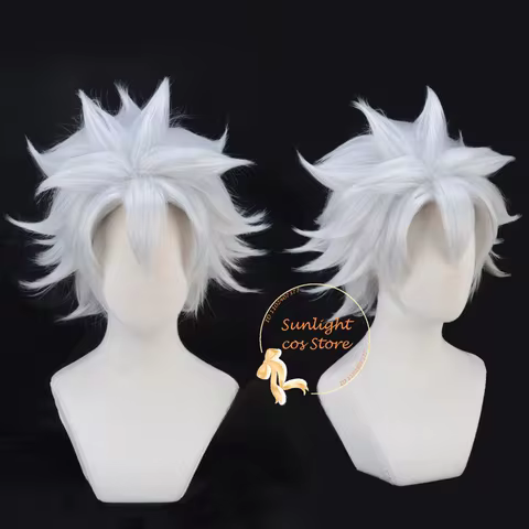 Anime Shinazugawa Sanemi Cosplay Wig Short 30cm Silver White Wigs Heat Resistant Synthetic Hair Hall