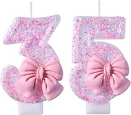 VSHILI 35th 53rd Birthday Candles, Pink 53 35 Year Old Number Birthday Candles, Happy Birthday Party