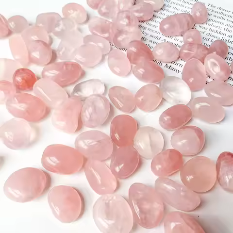Natural Crystal Rose Quartz Rolling Stones, Aquarium Decorations Fish Tank Decorative Stone Landscap