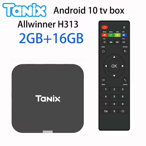 Tanix TX1 Smart Android 10 TV Box 2.4G WIFI 4K HDR 3D 8GB 16GB Allwinner H313 Quad Core Power by DC 