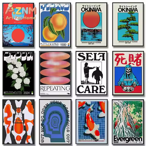 1pc Okinawa Travel Green Willow Tree Canvas Poster Abstract Open Your Mind Wall Art Prints for Moder