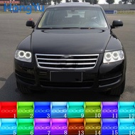Headlight Multi-color RGB LED Angel Eyes Halo Ring Eye DRL RF Remote Control for Volkswagen VW Touar