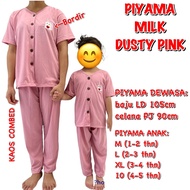 3S YEYA - SLEEPWEAR CAN BE COUPLE/MOTHER AND CHILD MOM KIDS PAJAMA BUTTON T-SHIRT DUSTY PINK MILK/SB