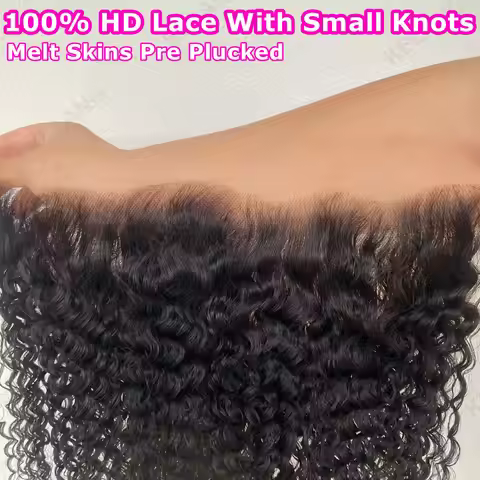 100% HD Lace13x6 Invisible HD Lace Frontal Only Melt Skins PrePlucked Brazilian Deep Curly Human Hai