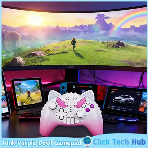 Gradient Pink Purple Devil Series Game Controller For Tesla Car Model 3 Model Y TMR Joystick Tablet 