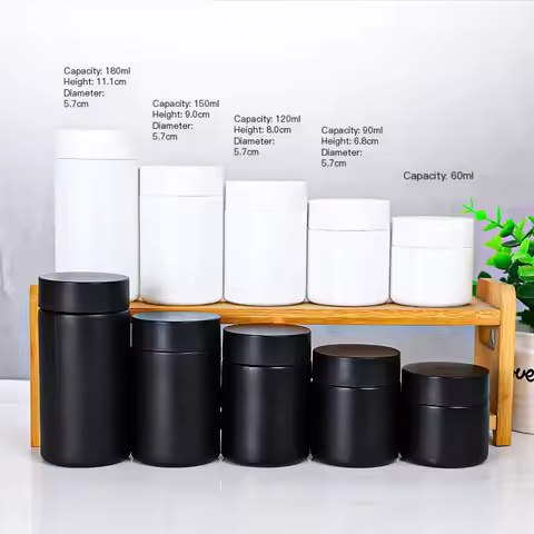 Matte Glass Jar 60ml 90ml 120ml 150ml Black White Child Resistant Cap 2oz 3OZ 4oz Storage Container
