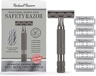 Rockwell Razors 2C Adjustable Double Edge Safety Razor in Gunmetal + 5 Swedish Stainless Steel Razor
