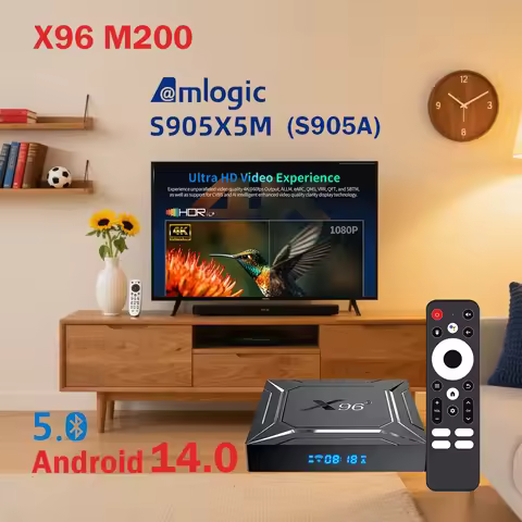 Android 14 X96 M200 Amlogic S905X5M Smart TV BOX Support AV1 4K 2.4G&5G Dual Wifi 1000M BT 4G 64G Se