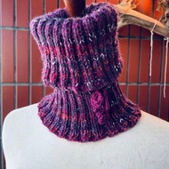 革物製織丨羊毛蠶絲毛海_超長脖圍兩用毛帽_紫之三朱紫