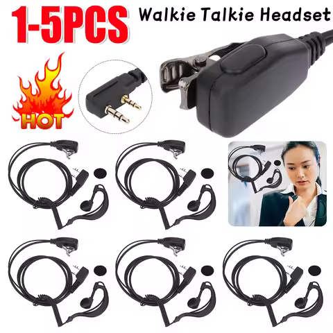 Walkie Talkie Headsets 2 PIN Earpiece Headset PTT MIC Compatible with BAOFENG UV-5R Kenwood 480 490 
