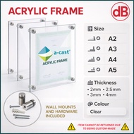 (READY STOCK) Modern Acrylic Display Poster Frame Mounted Wall DIY - Size A5 / A4 / A3 / A2``