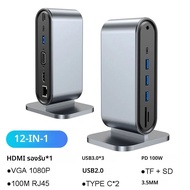 15 in 1 USB C Docking Station HDMI DP 4K HD แนวตั้ง USB C HUB พร้อม Triple MonitorRJ45 1000MUSB 3.0/