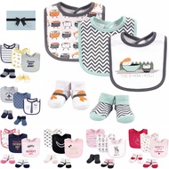 Hudson Baby 彌月禮盒組-圍兜+寶寶襪5件組