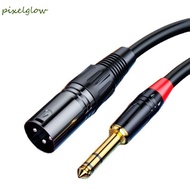 PIXELGLOW XLR Cable Aux Line, 6.35 Large Three Core 6.5mm Audio Jack 6.5 Balanced Microphone Cable, 