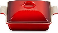 Le Creuset Stoneware Heritage Shallow Square Casserole, 2qt. (9”), Cerise