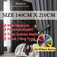 RENEOS Premium 99% Blackout Curtain 210cm height Langsir Pintu Bilik Langsir Tingkap Murah Tirai Tingkap Langsir 210cm