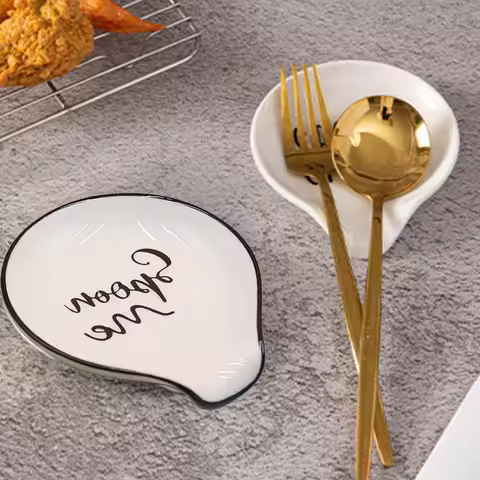 Multipurpose Ceramic Spoon Rest Pad White Spoon Holder Spoon Holder Kitchen Utensils Tableware Spoon