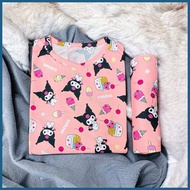 ▽ ┓ ▱ Kuromi Terno Pajamas for Kids Girls and Adults Women Cotton Spandex Pambahay Pantulog