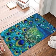 Doormat Non Slip Front Door Mat Peacock Doormat Rug Carpet Mat Footpad Non-Slip Washable Front Room Corridor 17x30 Inch