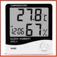 HTC-1 เครื่องวัดอุณหภูมิและความชื้นในอากาศ แบบดิจิตอล แถมถ่าน AAA x1 Indoor Room LCD Electronic Temperature Humidity Meter Digital Thermometer Hygrometer Weather Station Alarm Clock HTC-1