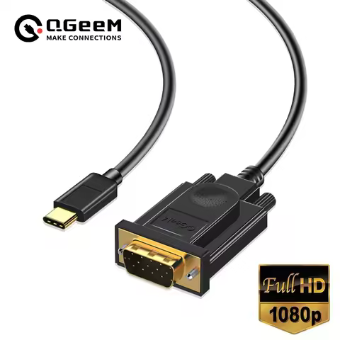QGeeM USB C to VGA Cable USB3.1 type C to VGA Male Converter USB C VGA Adapter Cable For Apple Macbo