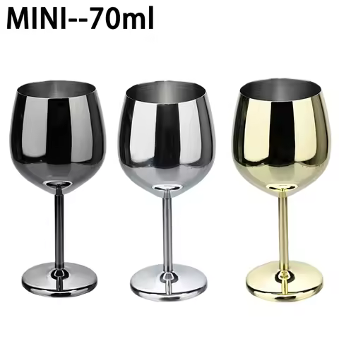 2/4Pcs Mini 70ml Stainless Steel Glass Cocktail Creative Metal Bar Restaurant Champagne Glass Red Wi