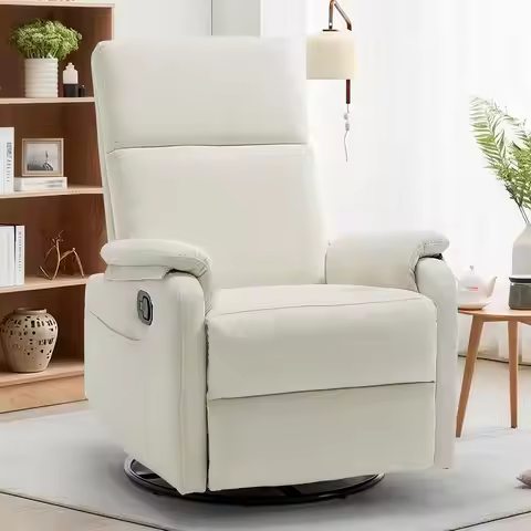 Swivel Rocking Recliner Chair for Adults, Glider Nursery Chair with Modern Armrests, Chenille Fabric