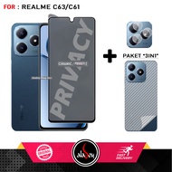 Tempered Glass Anti SPY Realme C61 / C63 Anti Scratch Privacy + Tempered Glass Camera and Carbon Ski