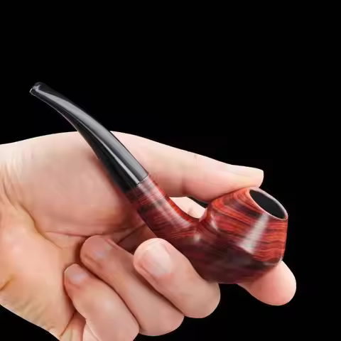 Classic Solid Wood Tobacco Pipe 9mm Filter Smoking Pipe Cool Gadget for Men