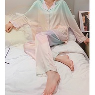 sOLD oUT.. .hIGH eND  kOREAN 2pCS sUIT gREENpINK  sILK  LoNG sLEEVE sUIT
