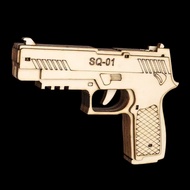 Wooden band pistol model wooden 3D puzzle childrens handmade DIY assembly toy rubber gun Wooden Toys