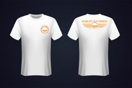 KAOS TSHIRT HARLEY DAVIDSON WHITE ORANGE SERIES CVO LOGO SKULL ETC
