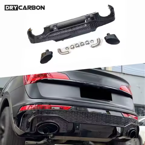 Rear Diffuser Lip Bumper Spoiler Exhaust Pipe Tail Tips for Audi Q5 RSQ5 Sportback 2020 2021 2022 20