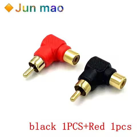 Audio AV RCA Elbow Plug Jack Extender L Shape RCA Connector Black Red Right Angle RCA Male to Female