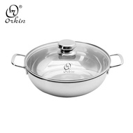 Chảo lẩu Inox cao cấp 3 đáy Orkin Thái Lan size 30cm OR-HT3 bảo hành 12 tháng