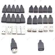 3 in 1 USB 2.0 Type A male Female 4 Pin power Socket cable Connector Plug With Black Plastic Cover Solder Type DIY repair SG15LA