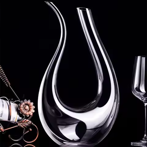1.5L European-style Swan Pot Lead-free Crystal Glass Decanter U-shaped Pot Harp Fast Wine Dispenser 