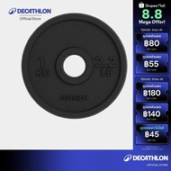 Decathlon Weight Training 1 Kg 28 Mm Round Plate Made Of Cast Iron For Size 28 Mm. 1 Kg.-Black