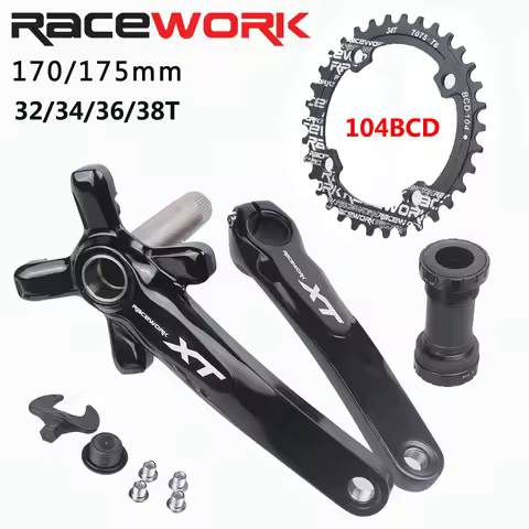 RACEWORK XT MTB Bicycle Crankset 104BCD Mountain Bike Crank 170mm 175mm Hollowtech Integrated Cranks