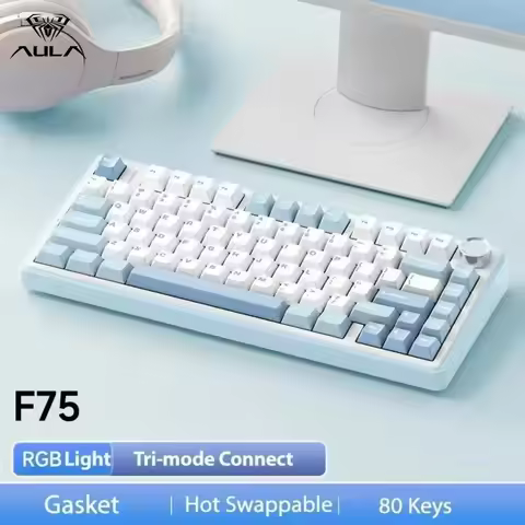 AULA F75 Wireless Mechanical Keyboard 75% Layout Bluetooth/Wired Gasket RGB Gaming Accessories for E