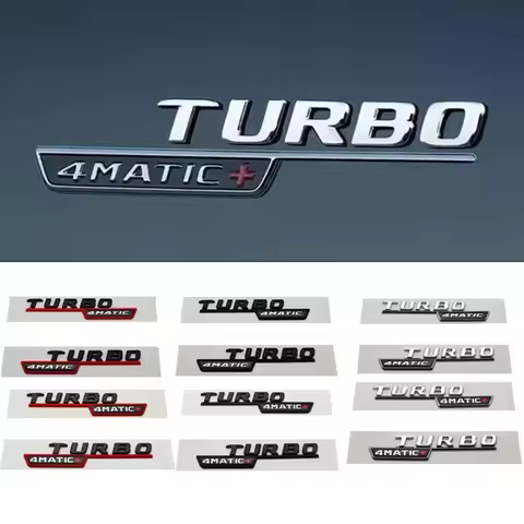 2pcs ABS Car Rear Trunk Emblem Fender Badge Sticker For Mercedes Benz TURBO 4MATIC P 17-21 W213 W204