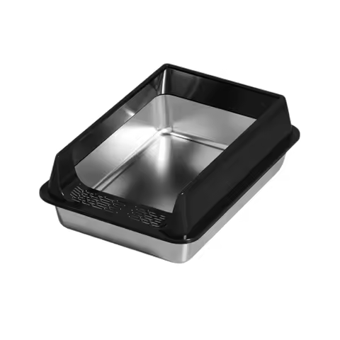 Stainless Steel Cat Toilet Large Cat Litter Box Deepen Pet Litter Box With Scoop Semi-closed Cat Lit