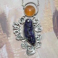 墜子 項鍊 舒俱來 蘇紀石 橘瑪瑙 天然 鑽石 925銀飾 長項鍊 鯉魚