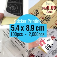 5.4cm x 8.9cm ( Name card size ) Label sticker Printing, MirrorKote, Brown Craft Paper, Transparent,