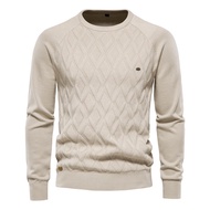 High Quality 2024 Pure Cotton Men's Sweater Men's Sweater Pullover Solid Color Knitwear Men bgt117.1